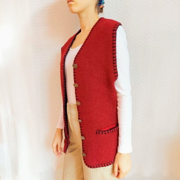 Vintage red wool vest - Picture 6 of 15